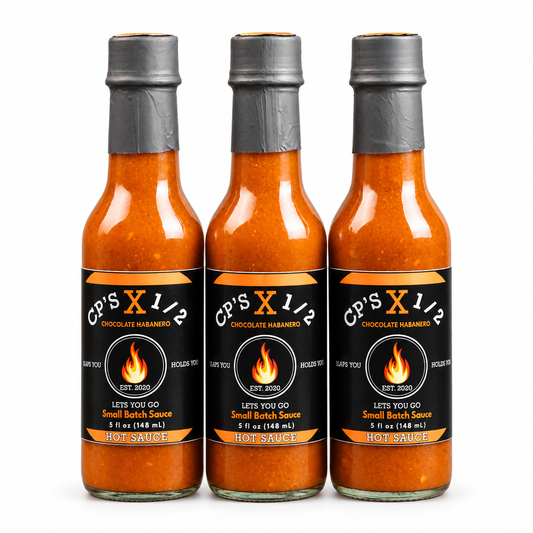 CP's X ½ Lets You Go 3-Pack Chocolate Habanero Hot Sauce – three 5 fl oz bottles
